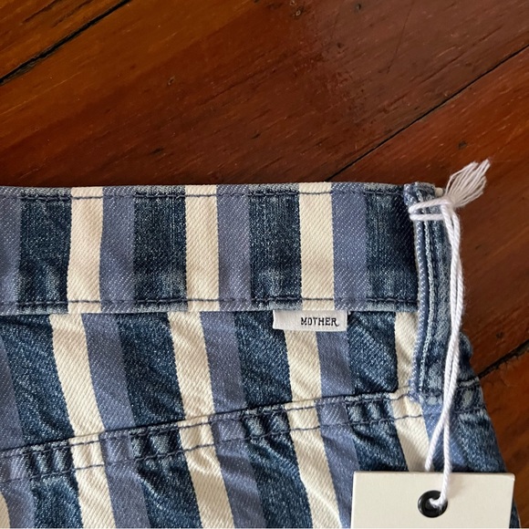 MOTHER Blue and White Striped Flare Jeans - Picture 9 of 10